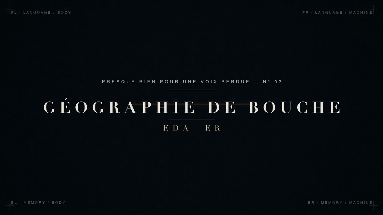 Presque Rien pour une voix perdue N°02 — Géographie de bouche, Eda Er