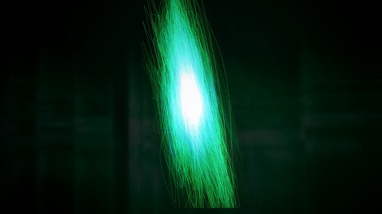 Green oscilloscope filaments from the yesil video by Eda Er