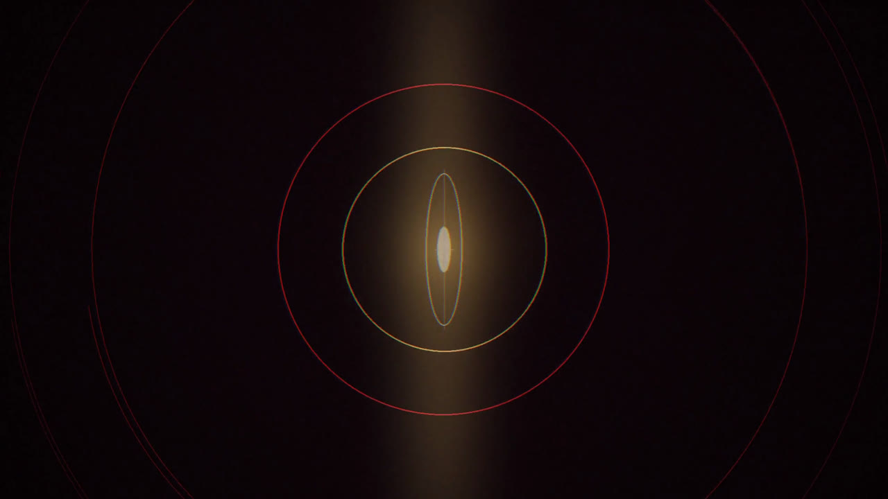 Amber concentric bell-rings on black
